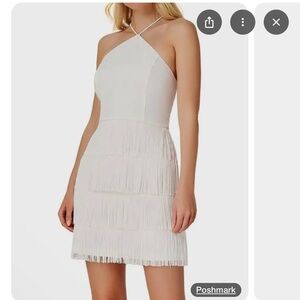 Aidan Mattox White Halter Sheath Dress